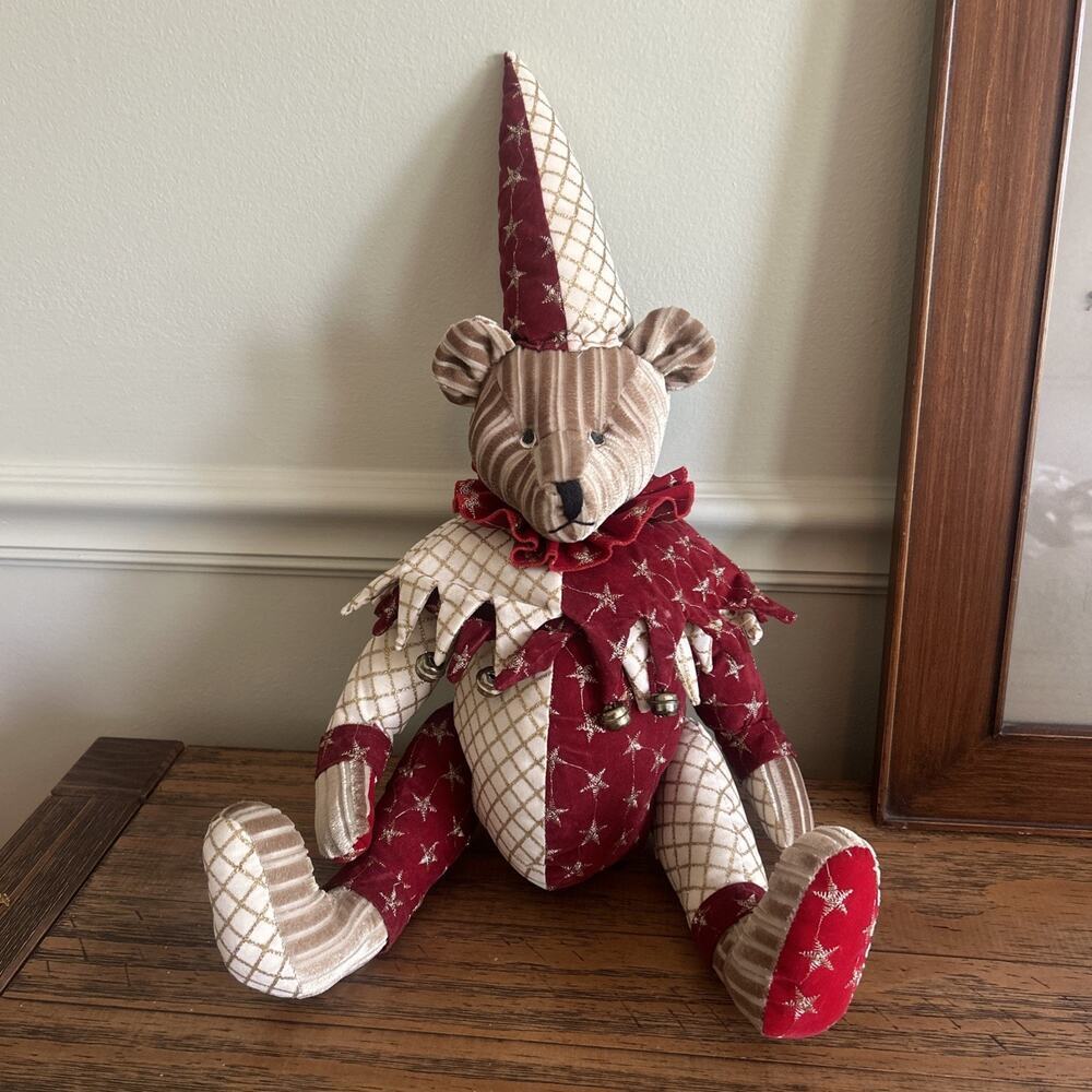 Mark Roberts 22" Jester Bear Stuffed Doll Animal Flemish Collection Vtg Xmas
